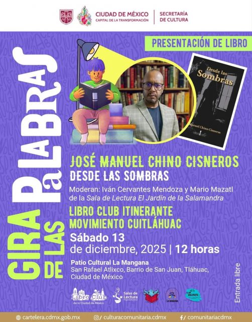 ¡Nos vemos el próximo sábado 13 de diciembre a las 12:00 en el PATIO CULTURAL LA MANGANA, San Rafael Atlixco, Tláhuac, en la presentación de mi libro Desde las sombras!
@culturacomunitaria.cdmx @culturaciudadmx
#presentacióndelibro #cultura #culturacdmx #noveladeterror